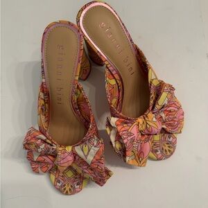 Gianni Bini Vibrant Pink and Orange Mules